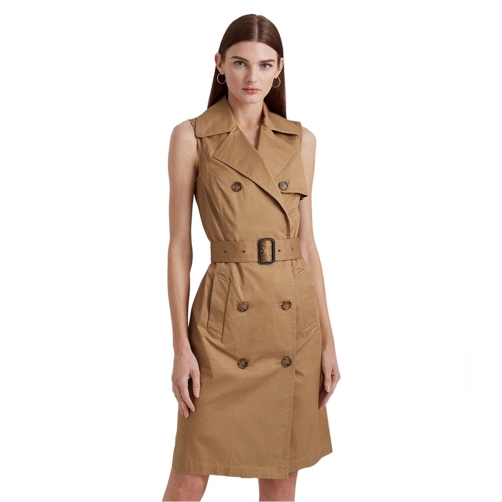 Lauren Ralph Lauren Sleeveless Trench Dress in Khaki